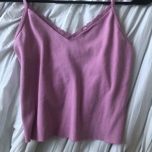 brandy melville bubblegum pink lace tank top